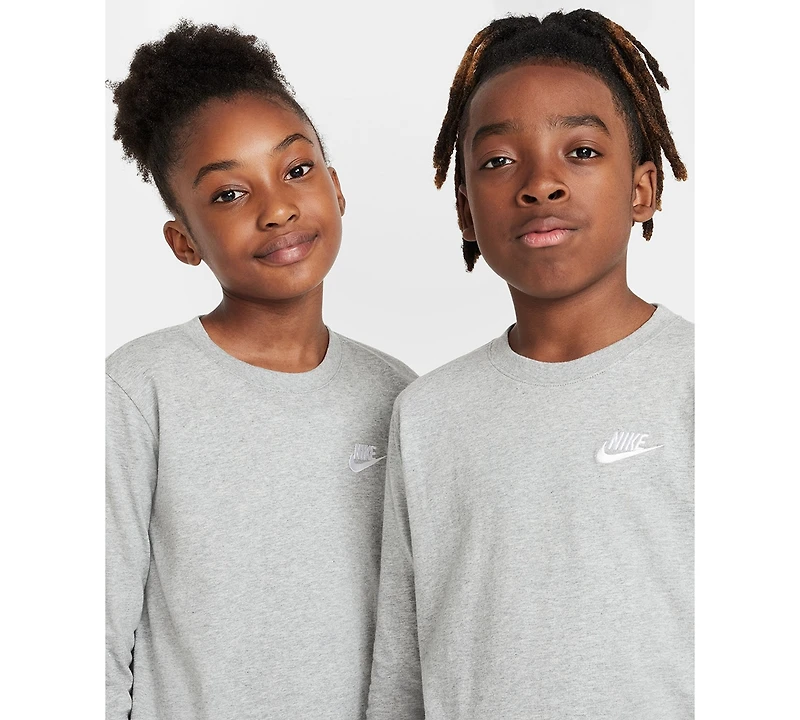 Nike Big Kids Sportswear Logo Embroidered Long-Sleeve T-Shirt