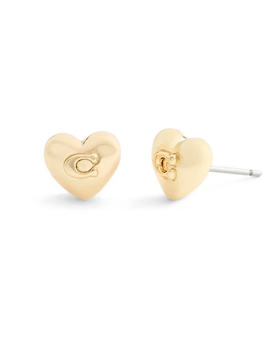 Coach Gold Plated Heart Stud Earrings