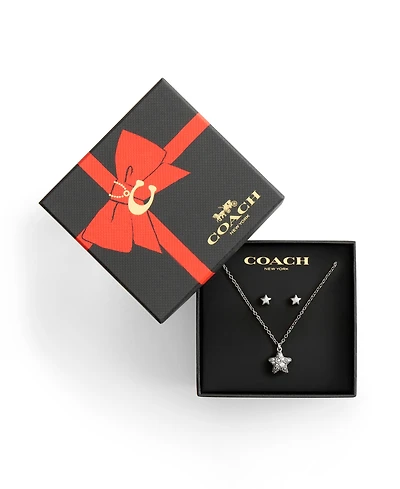 Coach Rhodium Plated Pave Star Jewelry Set