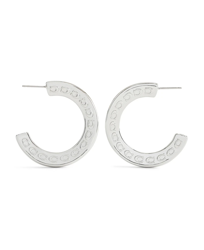 Coach Signature C Minimal Hoop Earrings