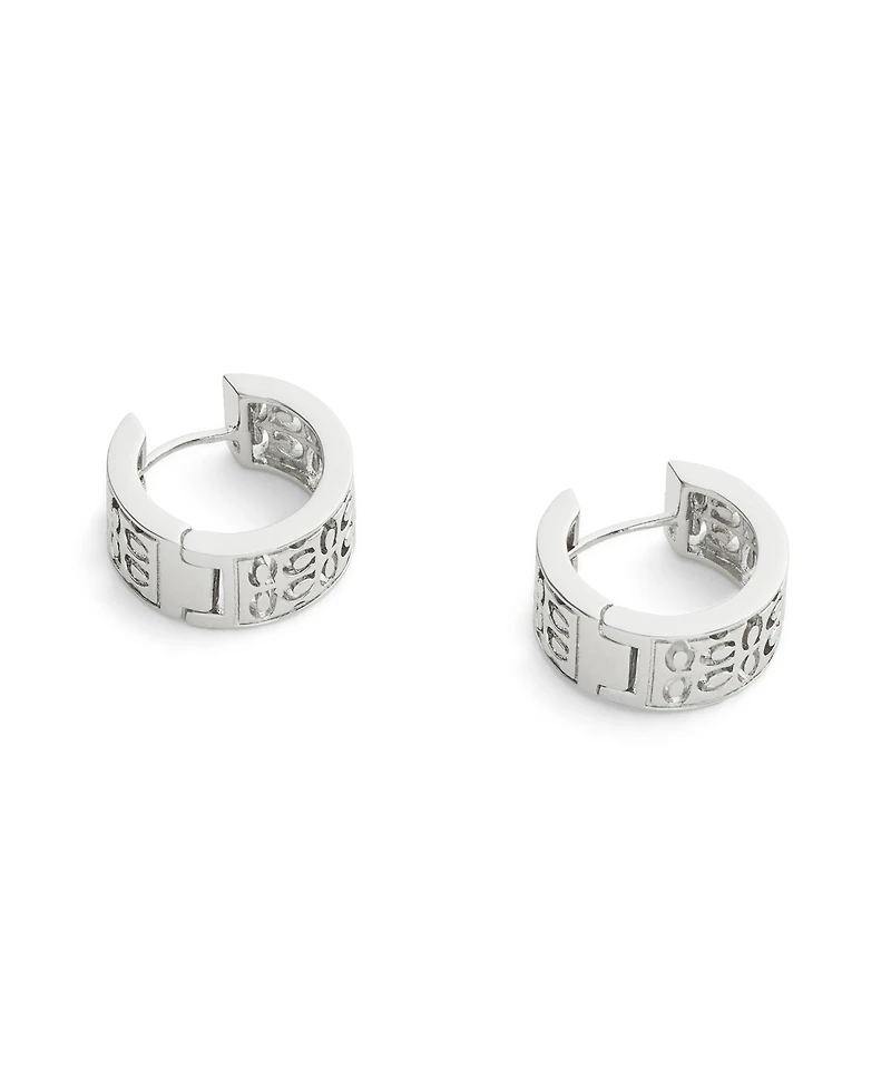 Coach Rhodium Plated Minimal Huggie Hoop Earrings