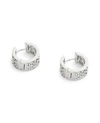 Coach Rhodium Plated Minimal Huggie Hoop Earrings