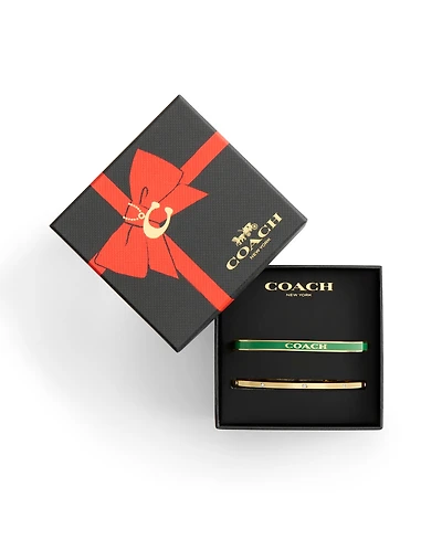 Coach Gold Plated Duo Bangle Bracelet Set