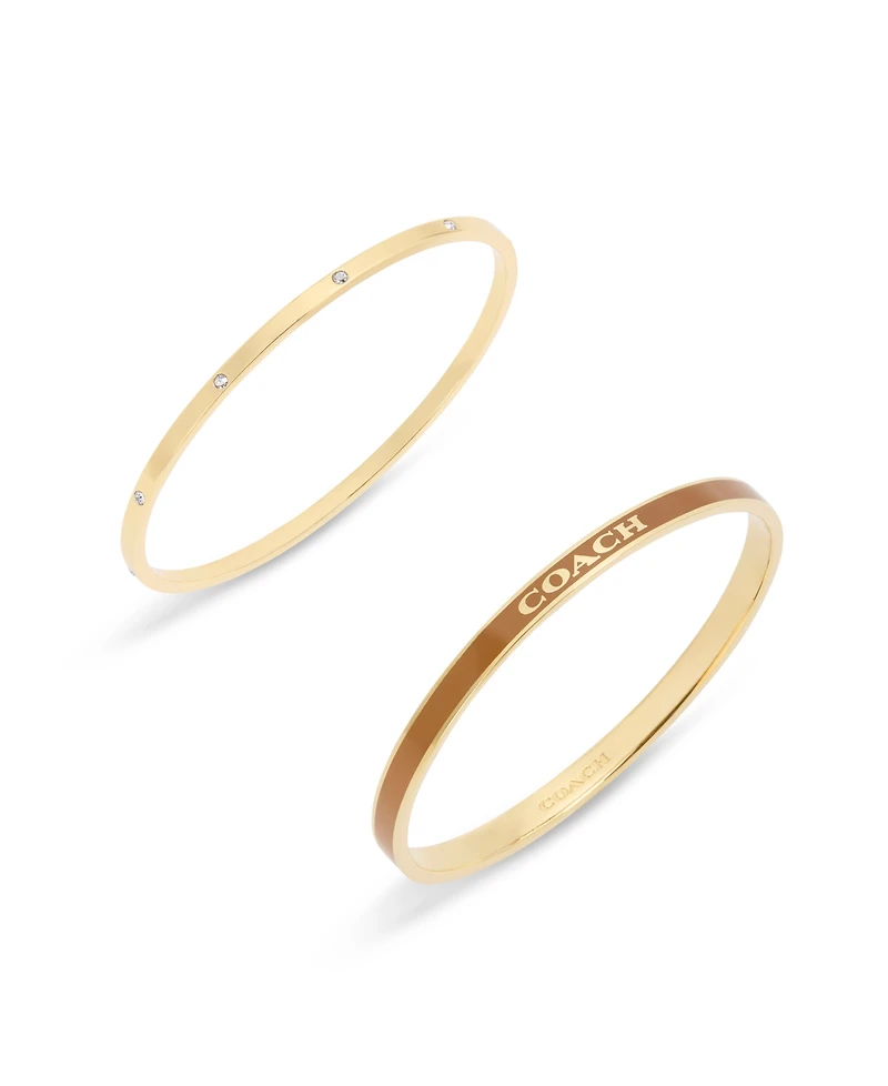 Coach Gold Plated Duo Bangle Bracelet Set