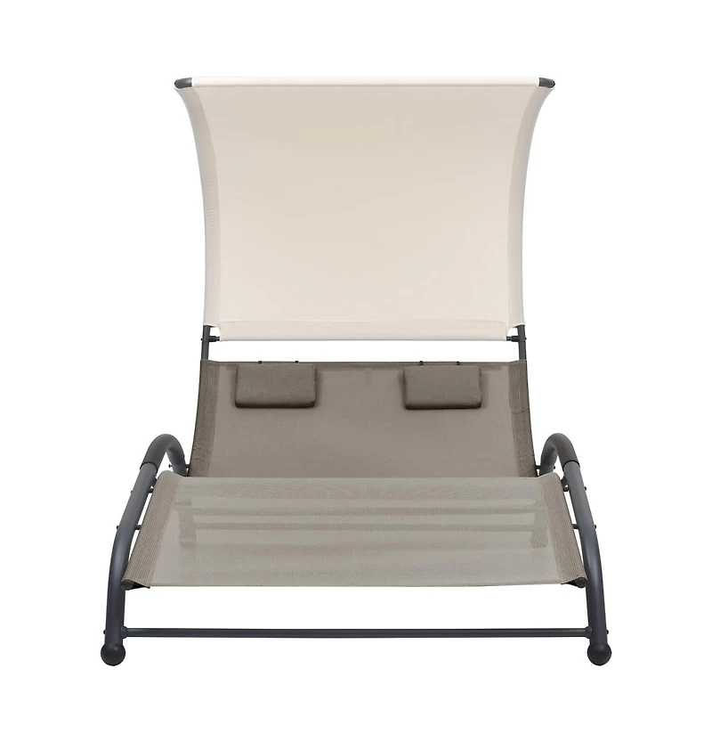 Sun Lounger Taupe Textilene, steel Double Double Sun Lounger