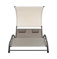 Sun Lounger Taupe Textilene, steel Double Double Sun Lounger