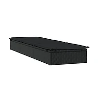 Sunbed Black Pe Rattan, Powder-Coated Steel, Polyester