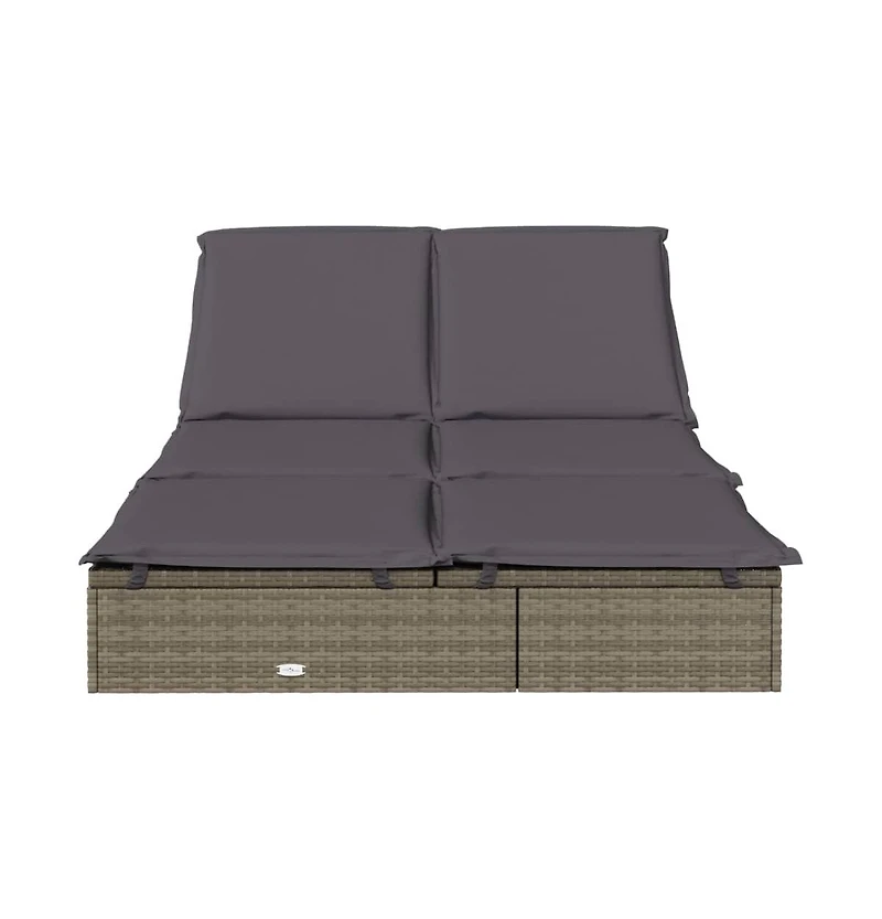 Sunbed Grey Pe rattan, Steel Double Adjustable Armrests Sunbed