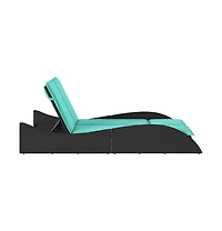 Sun Lounger with Cushions Black 44.9"x80.7"x28.7" Poly Rattan