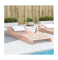 Sun Lounger Brown Solid Douglas wood Full-sized Foldable