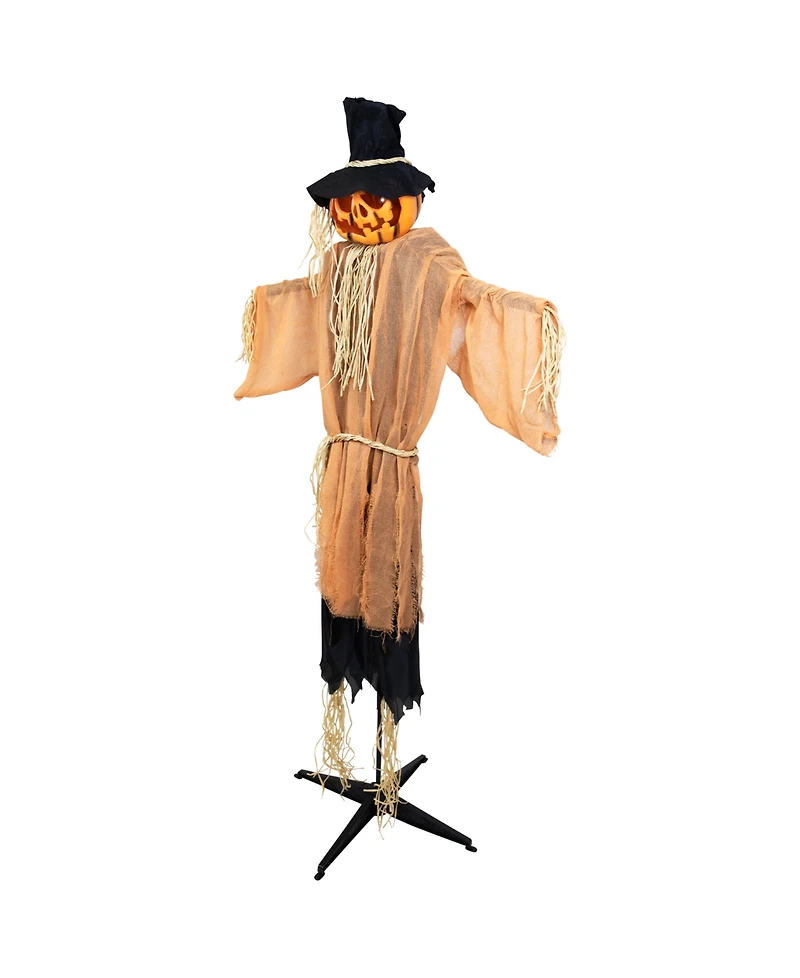 6' Animated Jack-o'-Lantern Scarecrow Halloween Decoration
