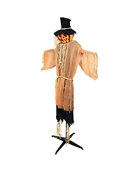 6' Animated Jack-o'-Lantern Scarecrow Halloween Decoration