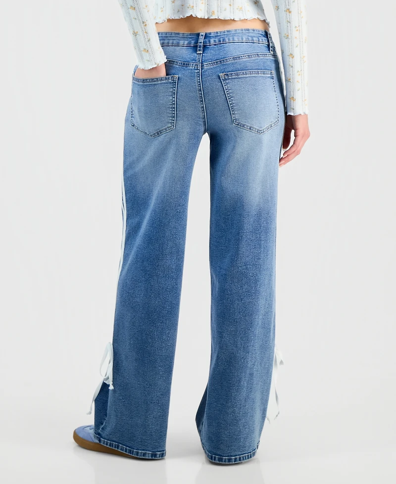 Madden Girl Juniors' Ultra 90s Mid-Rise Side-Stripe Jeans