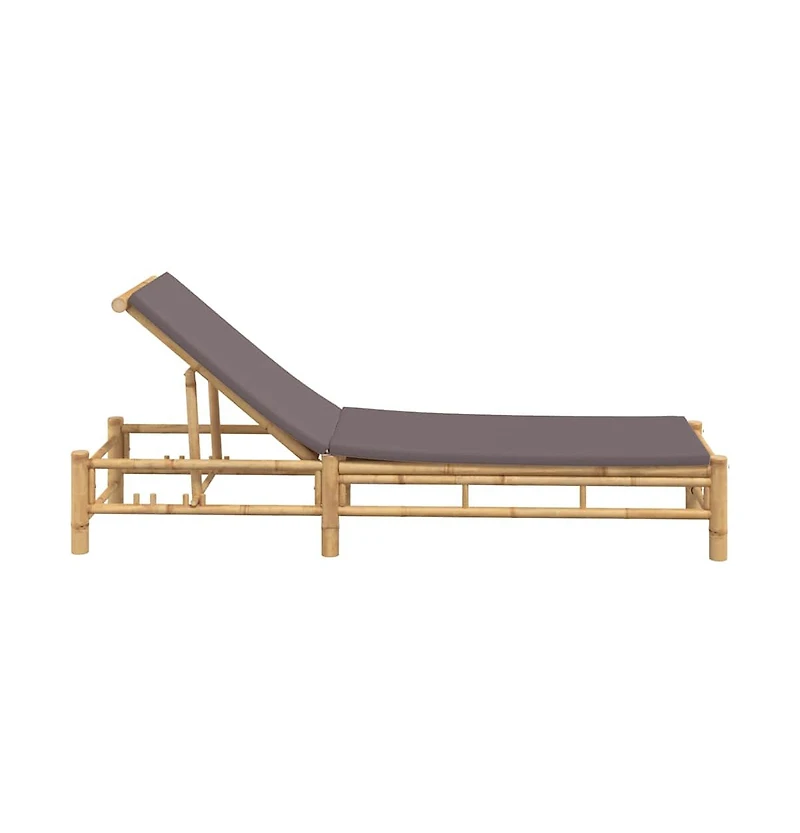 vidaXL Sun Lounger Bamboo, Dark Grey Bamboo, 100% polyester Large