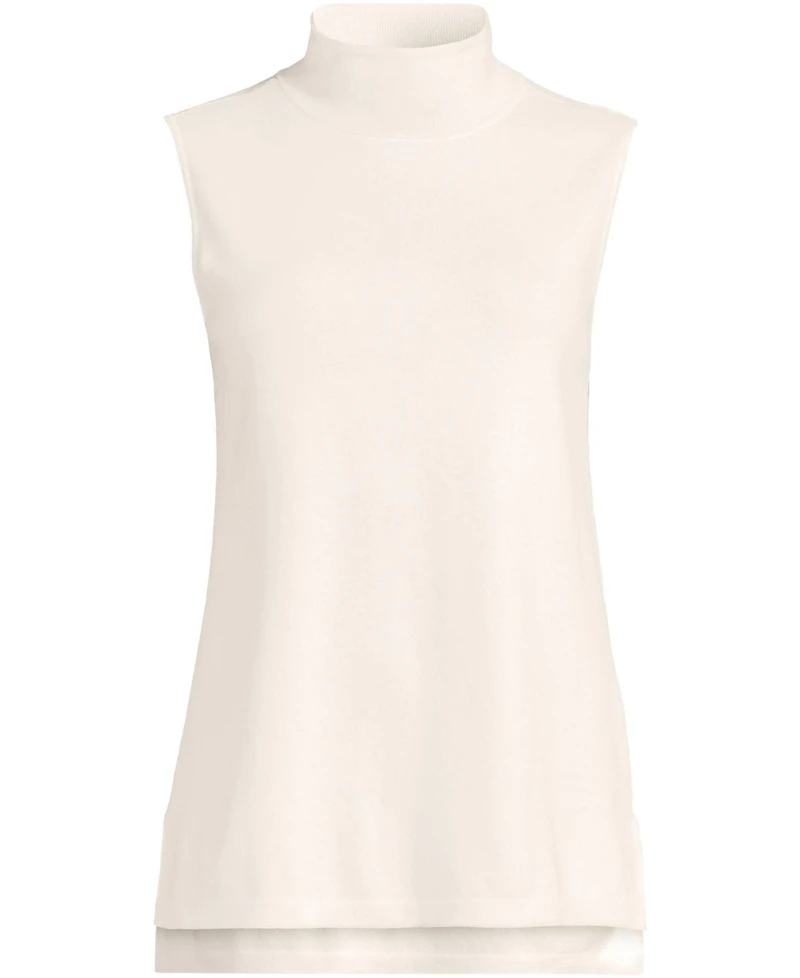 Lands' End Women's Fine Gauge Sleeveless Mock Sweater