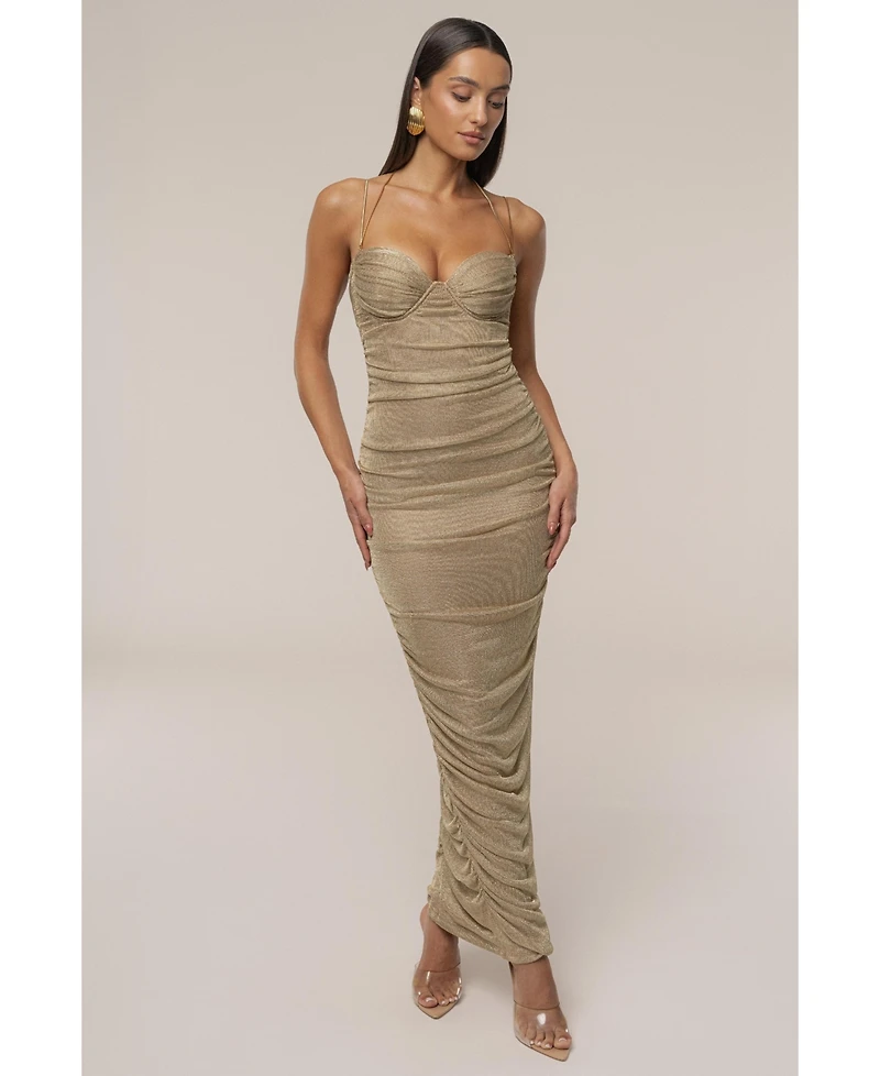 Jluxlabel Women's Ruched Metallic Maxi Dress