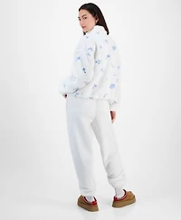 Madden Girl Juniors Embroidered Zip Up Sherpa Jacket Sherpa Joggers