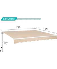 Aecojoy 10'x8' Manual Retractable Awning Sun Shade, Patio Canopy