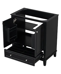 Bathroom Vanity without Sink Base Only Multifunctional Bathroom Cabinet with Doors and Drawer Solid Frame and Mdf Board Black
