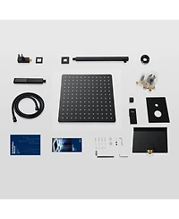 Rainsken Male Npt Black Shower System, 12 Inch Shower Fixtures Rain Shower Head with Handheld Shower Spray, Wall Mount Shower Faucet Set for Bathroom