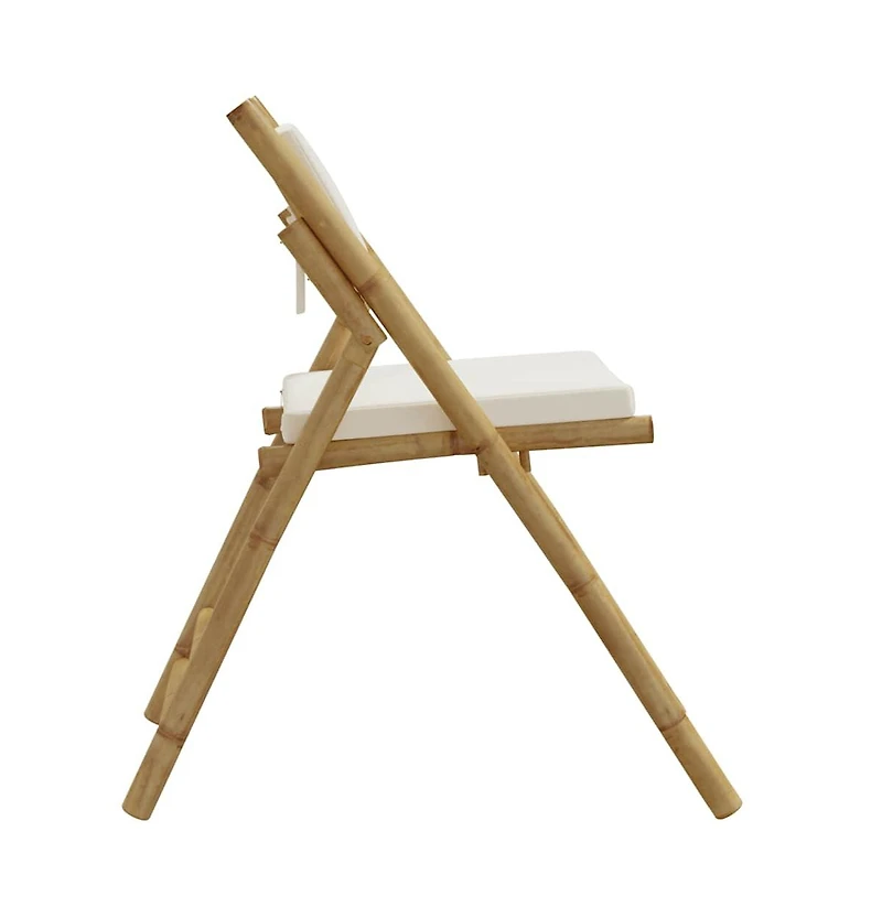 Bistro Chair Set of 2 Cream white Bamboo Standard Foldable