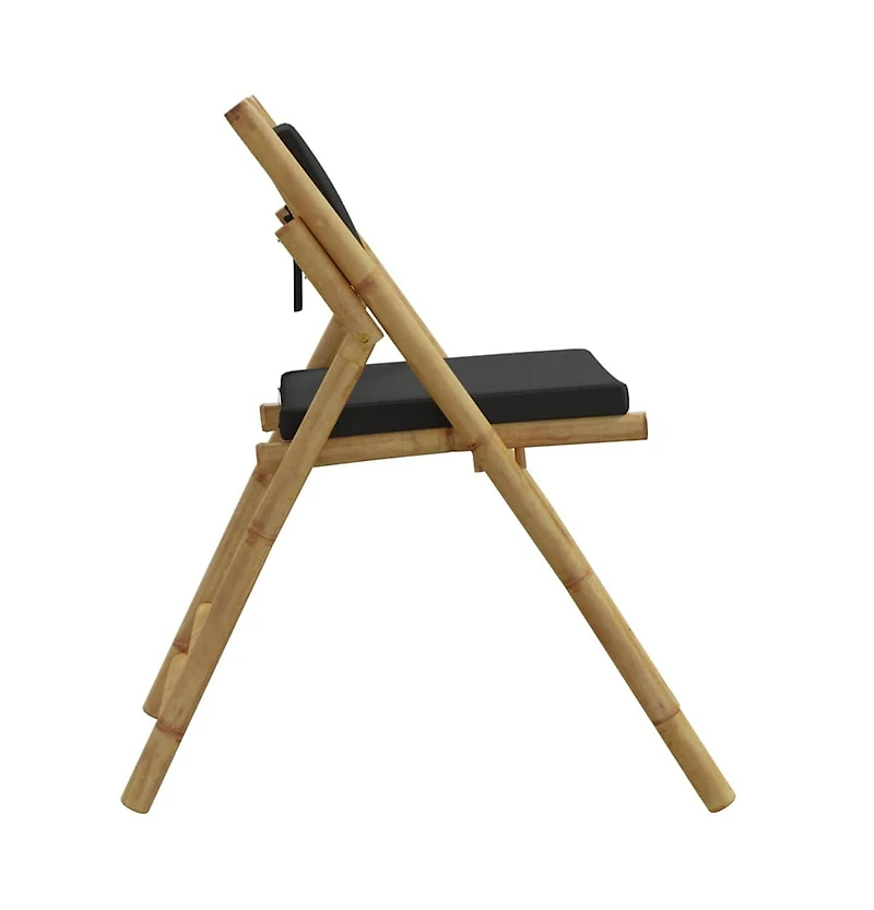 vidaXL Bistro Chair Set of 2 Dark grey Bamboo, Polyester Standard