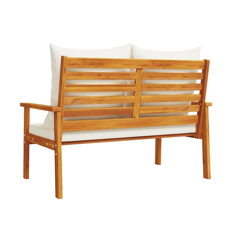 Garden Sofa Bench Cream White, Natural Wood