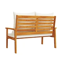 Garden Sofa Bench Cream White, Natural Wood