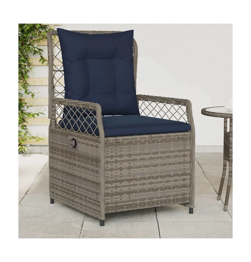 Reclining Patio Chair Gray and Navy Blue