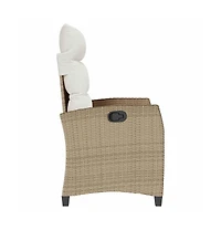 vidaXL Reclining Garden Chair Beige Pe rattan Standard