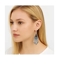 Black Cat's Eye Stone Boho Dangle Earrings for Women