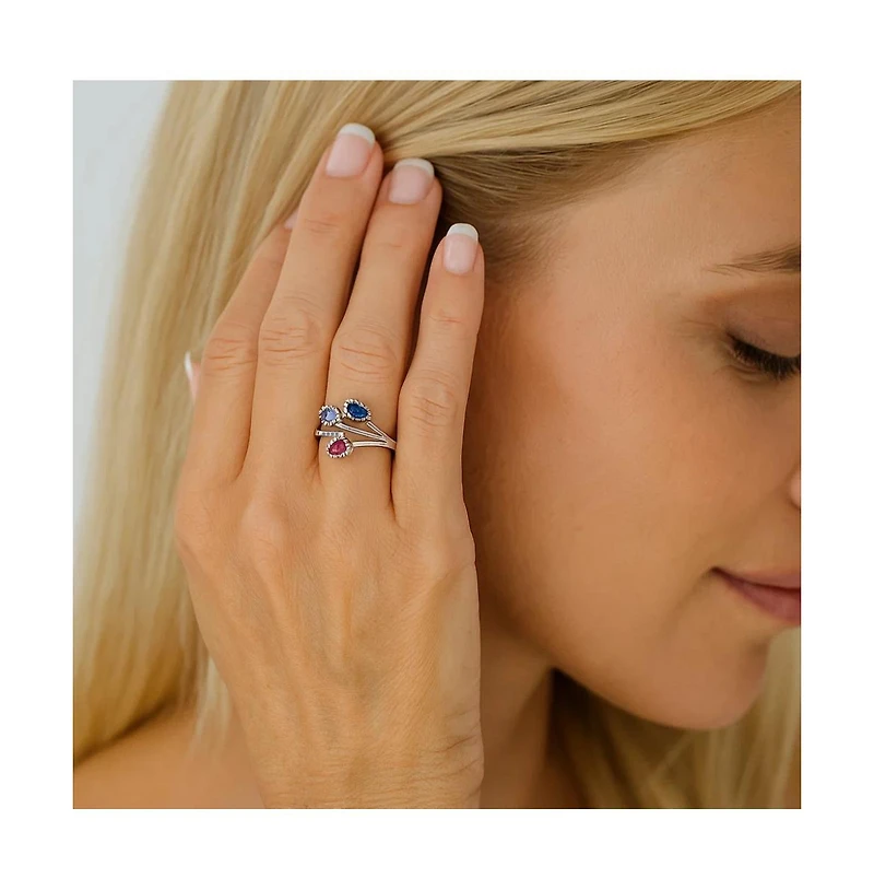 Multicolor Flower Ring for Women with Cubic Zirconia Stones
