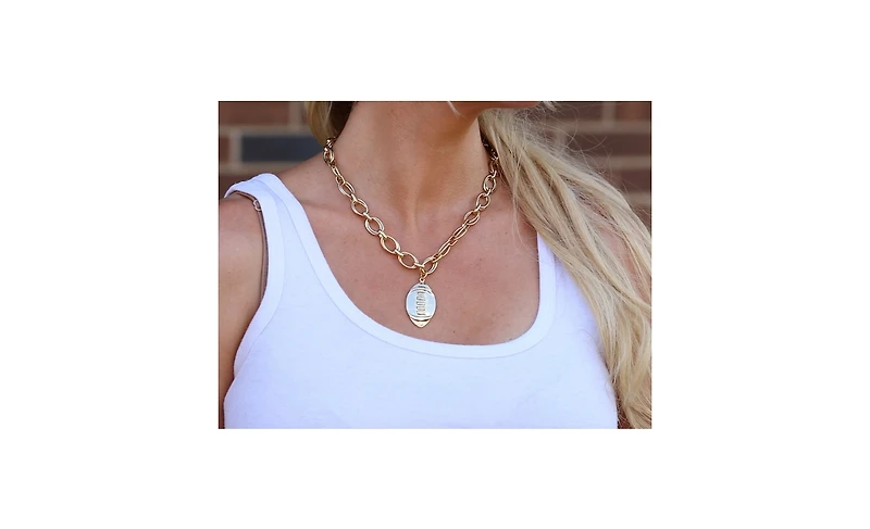 14k Gold Plated Chain Football Charm Necklace