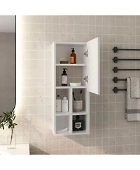 Depot E-Shop Kinta Wall Cabinet, 1 Door, 6 Shelves, White