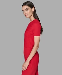Karl Lagerfeld Paris Women's Short Sleeve Sweater Knit Top