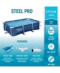 Bestway Steel Pro 8.5'x67"x24" Rectangular Above Ground Outdoor Swimming Pool