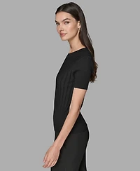 Karl Lagerfeld Paris Women's Short Sleeve Sweater Knit Top