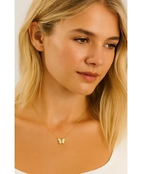 Hollywood Sensation Gold Butterfly Pendant Necklace with Mother of Pearl Inlay