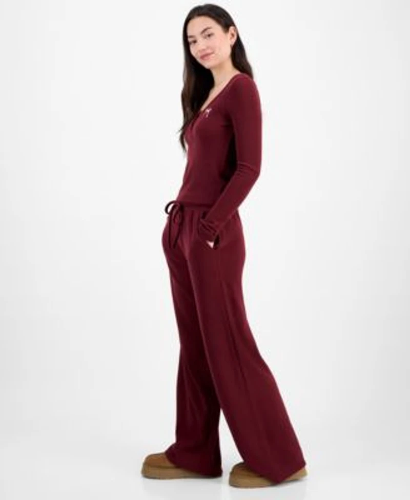 Madden Girl Juniors Hacci Ribbed Top Drawstring Pants