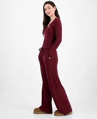 Madden Girl Juniors Hacci Ribbed Top Drawstring Pants