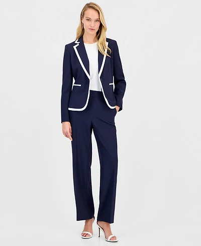 Le Suit Women's Notch-Lapel Colorblocked 2 Piece Pantsuit