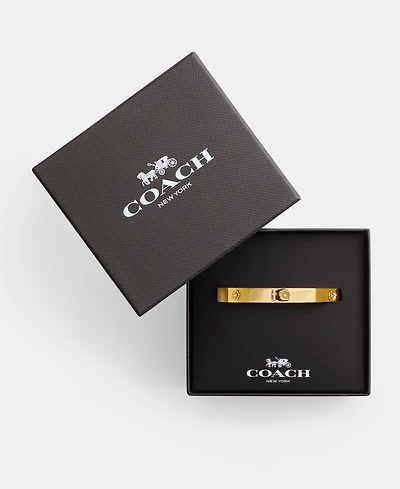 Coach Signature Faux Stone Tea Rose Enamel Bangle Boxed Bracelet