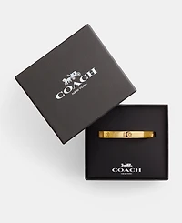 Coach Signature Faux Stone Tea Rose Enamel Bangle Boxed Bracelet