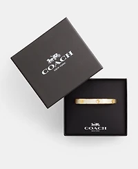 Coach Signature Faux Stone Tea Rose Enamel Bangle Boxed Bracelet