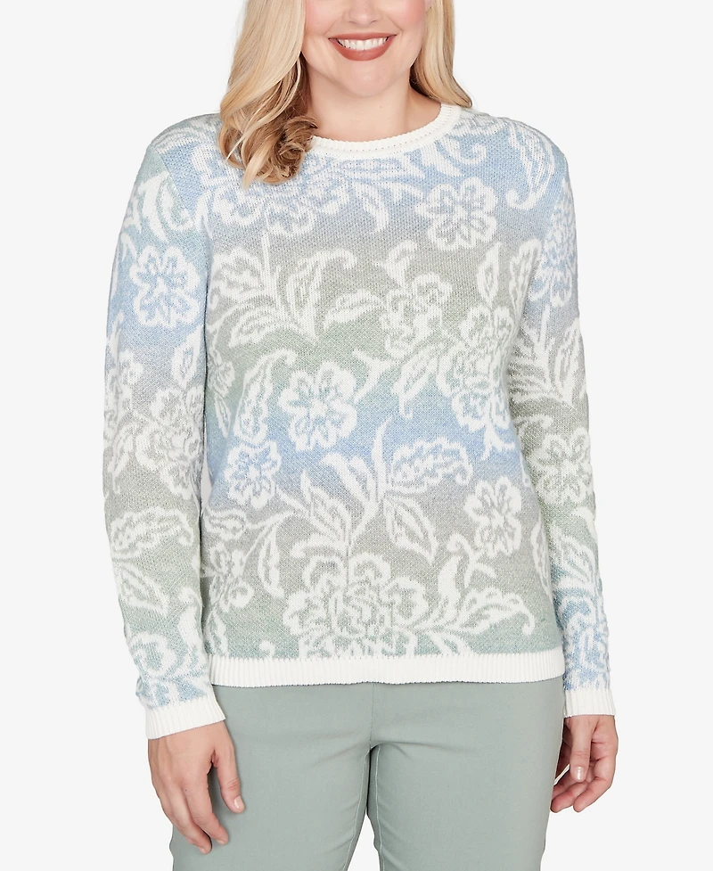 Alfred Dunner Petite Stockbridge Soft Paisley Ombre Sweater