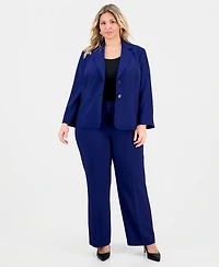 Le Suit Plus Notch-Lapel Mid-Rise Pantsuit