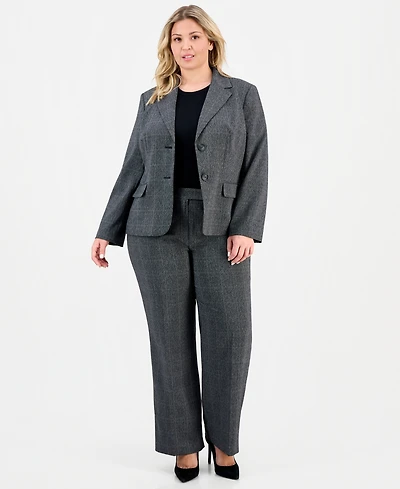 Le Suit Plus Flap-Pocket Mid-Rise Wide-Leg Pantsuit