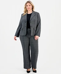 Le Suit Plus Flap-Pocket Mid-Rise Wide-Leg Pantsuit