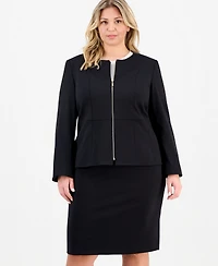 Le Suit Plus Zip-Front Jacket & Slim-Fit Skirt