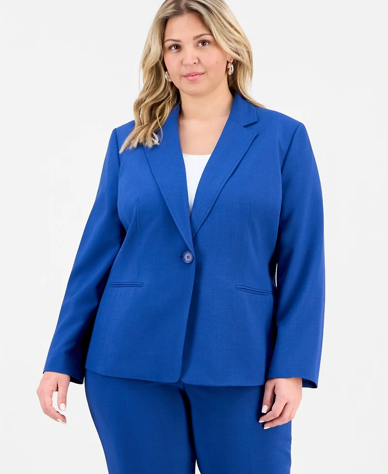 Le Suit Plus Notch-Lapel Mid-Rise Pantsuit